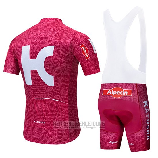 2019 Fahrradbekleidung Katusha Alpecin Rot Trikot Kurzarm und Tragerhose - zum Schließen ins Bild klicken